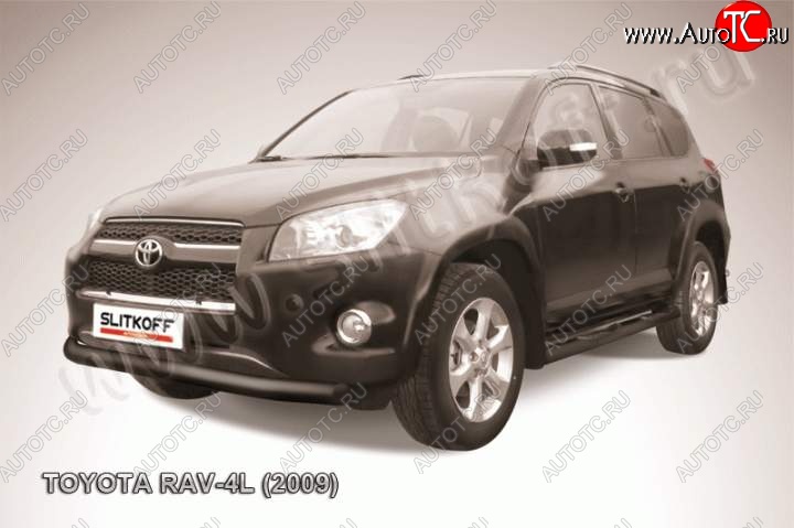 8 499 р. Защита переднего бампера из трубы d76 Slitkoff Toyota RAV4 XA30 5 дв. удлиненный 1-ый рестайлинг (2009-2010) (Цвет: серебристый)  с доставкой в г. Тольятти