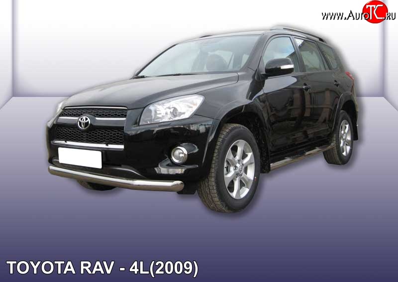 11 999 р. Одинарная защита переднего бампера диаметром 76 мм Slitkoff Toyota RAV4 XA30 5 дв. удлиненный 1-ый рестайлинг (2009-2010) (Цвет: нержавеющая полированная сталь)  с доставкой в г. Тольятти