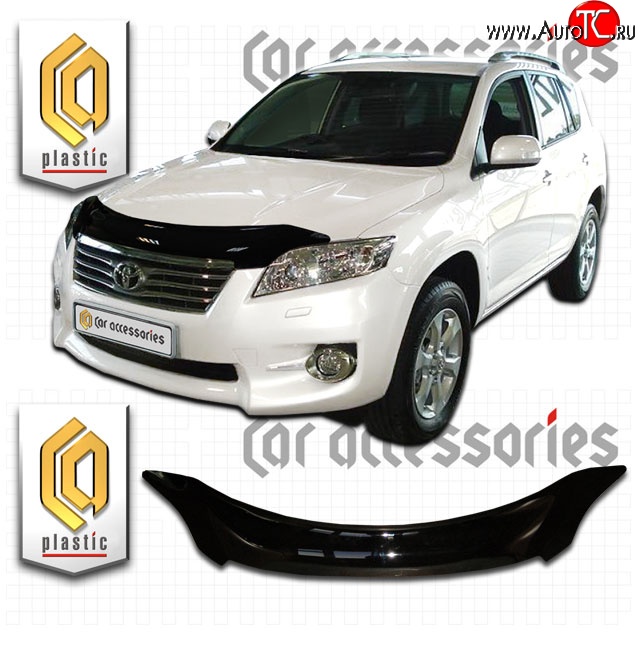 2 289 р. Дефлектор капота CA-Plastic  Toyota RAV4  XA30 (2010-2013) 5 дв. 2-ой рестайлинг, 5 дв. удлиненный 2-ой рестайлинг (Classic черный, Без надписи)  с доставкой в г. Тольятти