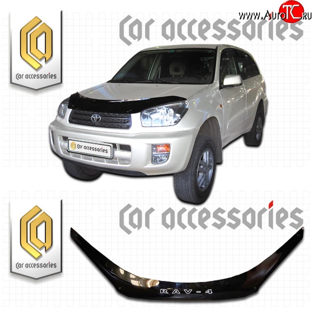 2 289 р. Дефлектор капота CA-Plastic  Toyota RAV4  CA20 (2000-2005) 5 дв. дорестайлинг, 5 дв. рестайлинг (Classic черный, Без надписи)  с доставкой в г. Тольятти