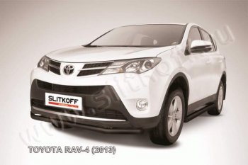 7 499 р. Защита переднего бампер Slitkoff Toyota RAV4 XA40 5 дв. дорестайлинг (2012-2015) (Цвет: серебристый)  с доставкой в г. Тольятти. Увеличить фотографию 1