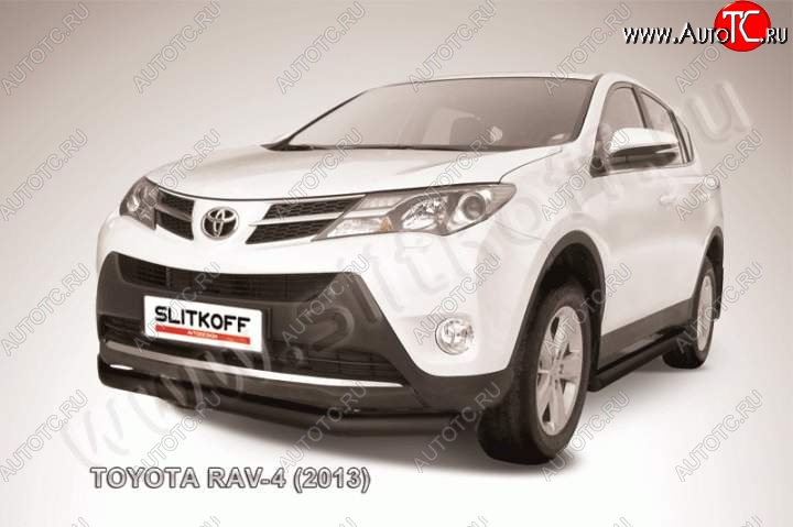 9 549 р. Защита переднего бампер Slitkoff Toyota RAV4 XA40 5 дв. дорестайлинг (2012-2015) (Цвет: серебристый)  с доставкой в г. Тольятти