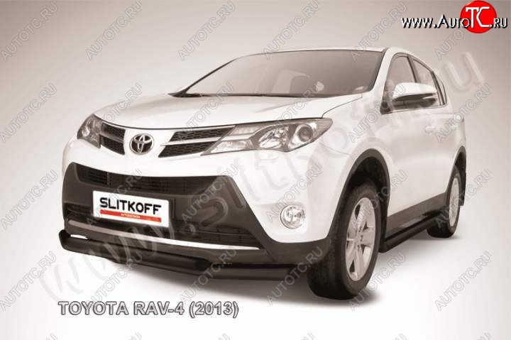 11 399 р. Защита переднего бампер Slitkoff Toyota RAV4 XA40 5 дв. дорестайлинг (2012-2015) (Цвет: серебристый)  с доставкой в г. Тольятти