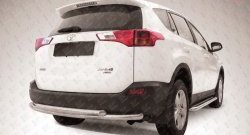 10 999 р. Двойная защита заднего бампера из труб диаметрами по 57 мм Slitkoff  Toyota RAV4  XA40 (2012-2015) 5 дв. дорестайлинг (Цвет: нержавеющая полированная сталь)  с доставкой в г. Тольятти. Увеличить фотографию 1