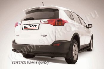 8 199 р. Защита задняя Slitkoff  Toyota RAV4  XA40 (2012-2015) 5 дв. дорестайлинг (Цвет: серебристый)  с доставкой в г. Тольятти. Увеличить фотографию 1