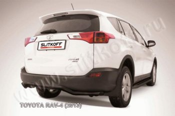 8 999 р. Защита задняя Slitkoff  Toyota RAV4  XA40 (2012-2015) 5 дв. дорестайлинг (Цвет: серебристый)  с доставкой в г. Тольятти. Увеличить фотографию 1