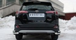 Защита заднего бампера (2 трубы Ø63 и 42 мм уголки, нержавейка) SLITKOFF Toyota RAV4 XA40 5 дв. рестайлинг (2015-2019)