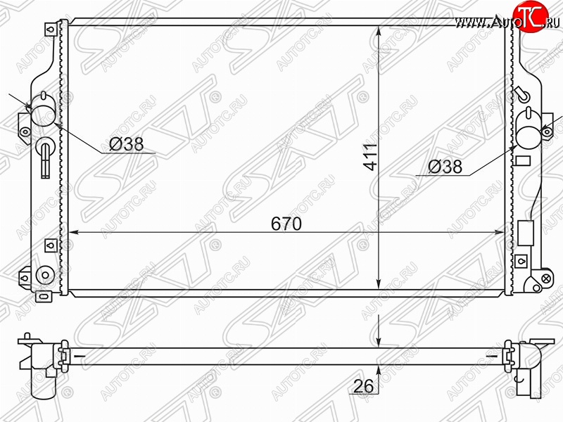 9 399 р. Радиатор двигателя SAT Toyota RAV4 XA40 5 дв. рестайлинг (2015-2019)  с доставкой в г. Тольятти