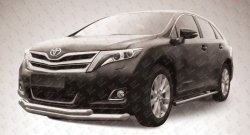 Двойная защита переднего бампера из двух труб диаметром 76 и 57 мм Slitkoff Toyota Venza GV10 рестайлинг (2012-2016)