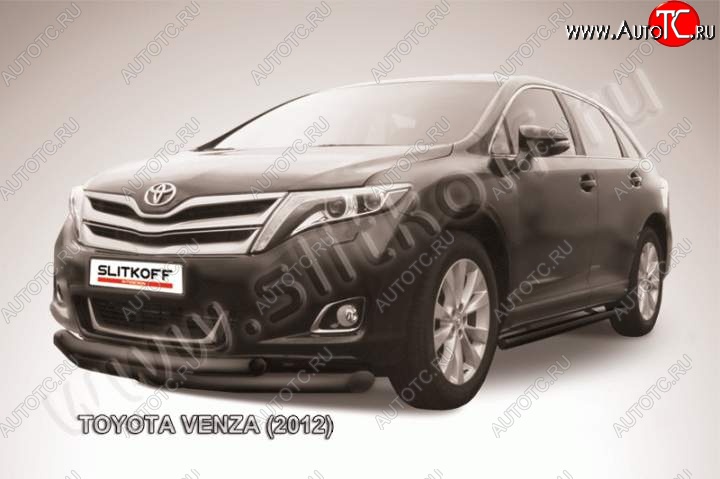 12 399 р. Защита переднего бампера d76+d57 Slitkoff Toyota Venza GV10 рестайлинг (2012-2016) (Цвет: серебристый)  с доставкой в г. Тольятти