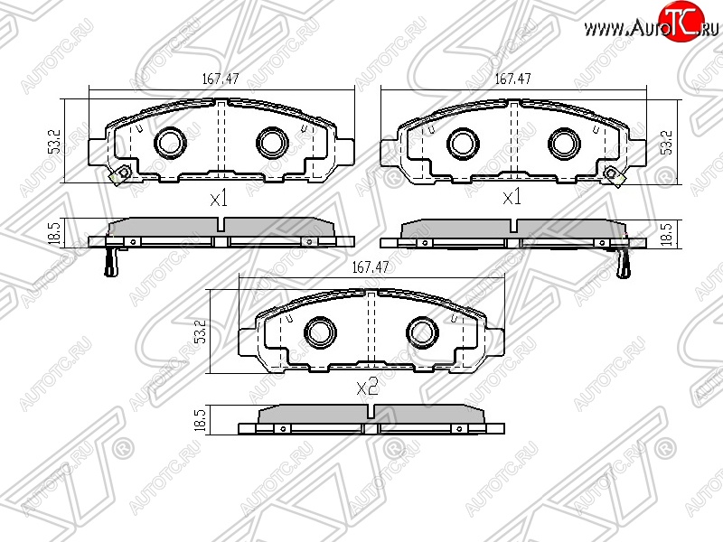 1 439 р. Колодки тормозные SAT (передние) Toyota Venza GV10 дорестайлинг (2008-2012)  с доставкой в г. Тольятти