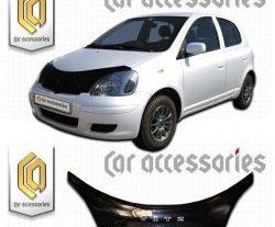 2 699 р. Дефлектор капота CA-Plastic exclusive  Toyota Vitz  XP10 (1999-2005) хэтчбэк 3 дв. дорестайлинг, хэтчбэк 3 дв. рестайлинг, хэтчбэк 5 дв. рестайлинг (серия Classic черный, Без надписи)  с доставкой в г. Тольятти. Увеличить фотографию 2