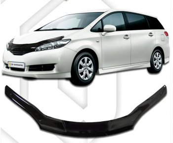 2 199 р. Дефлектор капота CA-Plastic Toyota Wish XE20 дорестайлинг (2009-2012) (серия Classic черный, Без надписи)  с доставкой в г. Тольятти. Увеличить фотографию 2