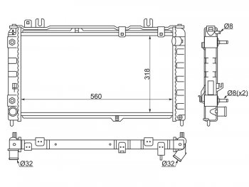 Радиатор двигателя (трубчатый, МКПП/АКПП) SAT Лада Гранта 2191 лифтбэк дорестайлинг  (2013-2017)