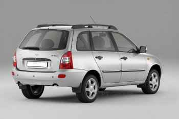 5 299 р. Рейлинги Petroil Tuning Усиленные Лада Калина 1117 универсал (2004-2013) (Черный муар, крыша с ребром жесткости)  с доставкой в г. Тольятти. Увеличить фотографию 3