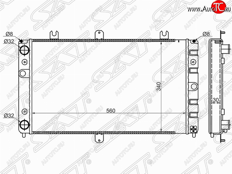 3 399 р. Радиатор двигателя (трубчатый, МКПП) SAT Лада Приора 2172 хэтчбек дорестайлинг (2008-2014)  с доставкой в г. Тольятти