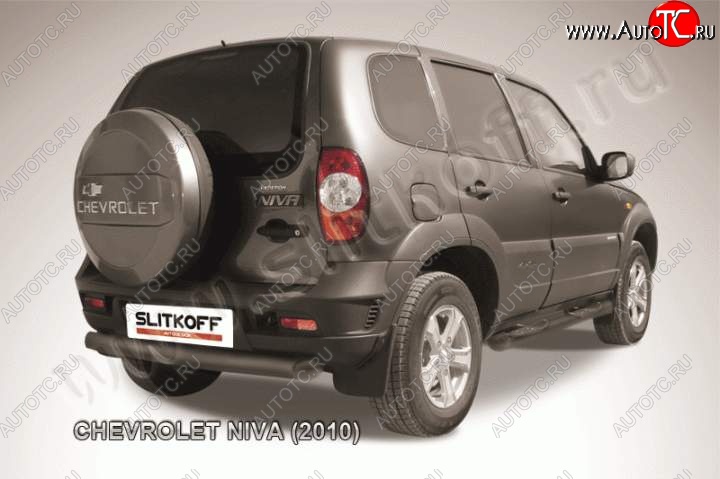 6 399 р. Защита задняя Slitkoff Slitkoff (d76, черная) Chevrolet Niva 2123 рестайлинг (2009-2020) (Цвет: серебристый)  с доставкой в г. Тольятти