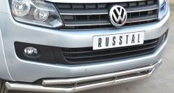 20 599 р. Защита переднего бампера (2 трубыØ63 и 42 мм, нержавейка) SLITKOFF Volkswagen Amarok дорестайлинг (2009-2016)  с доставкой в г. Тольятти. Увеличить фотографию 2