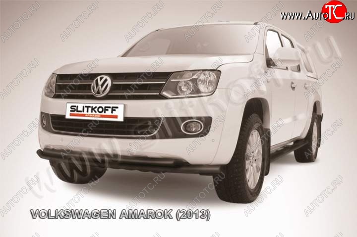 16 299 р. Защита переднего бампер Slitkoff Volkswagen Amarok дорестайлинг (2009-2016) (Цвет: серебристый)  с доставкой в г. Тольятти