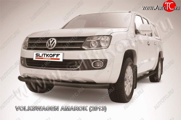 13 299 р. Защита переднего бампер Slitkoff Volkswagen Amarok дорестайлинг (2009-2016) (Цвет: серебристый)  с доставкой в г. Тольятти