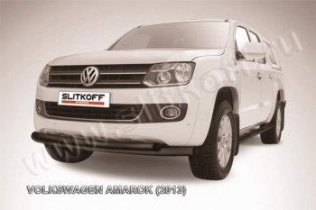 15 999 р. Защита переднего бампер Slitkoff  Volkswagen Amarok (2009-2016) дорестайлинг (Цвет: серебристый)  с доставкой в г. Тольятти. Увеличить фотографию 1