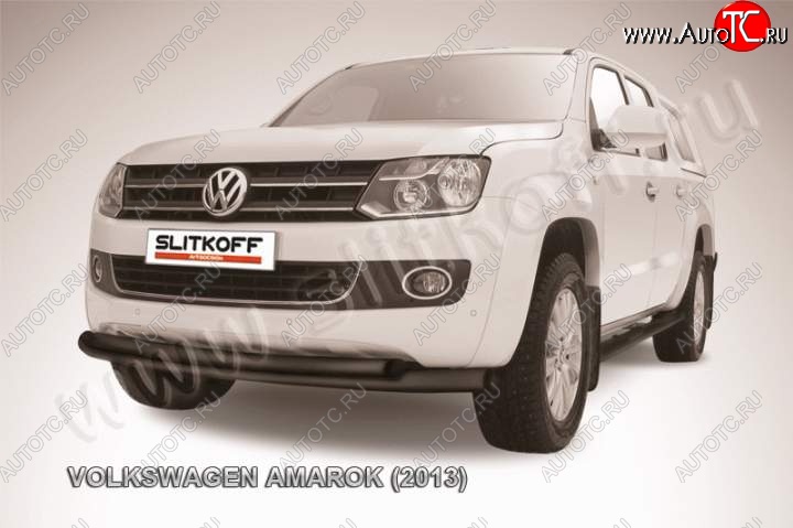 17 799 р. Защита переднего бампер Slitkoff Volkswagen Amarok дорестайлинг (2009-2016) (Цвет: серебристый)  с доставкой в г. Тольятти