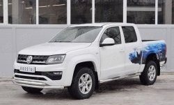 20 549 р. Защита переднего бампера (2 трубыØ63 мм, нержавейка) SLITKOFF Volkswagen Amarok рестайлинг (2016-2022)  с доставкой в г. Тольятти. Увеличить фотографию 2