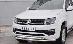 20 549 р. Защита переднего бампера (2 трубыØ63 мм, нержавейка) SLITKOFF Volkswagen Amarok рестайлинг (2016-2022)  с доставкой в г. Тольятти. Увеличить фотографию 3