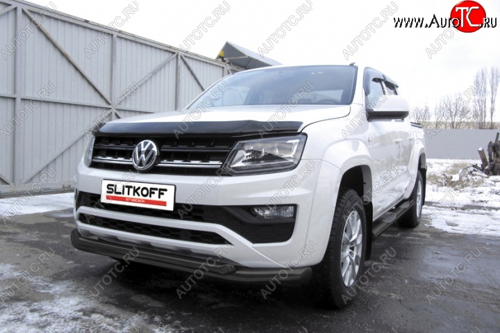 16 899 р. Защита переднего бампер Slitkoff Volkswagen Amarok рестайлинг (2016-2022) (Цвет: серебристый)  с доставкой в г. Тольятти