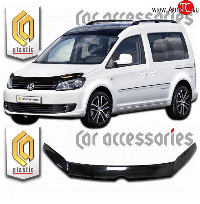 2 199 р. Дефлектор капота (левый руль) CA-Plastic  Volkswagen Caddy  2K (2010-2015) рестайлинг (Classic черный, Без надписи)  с доставкой в г. Тольятти