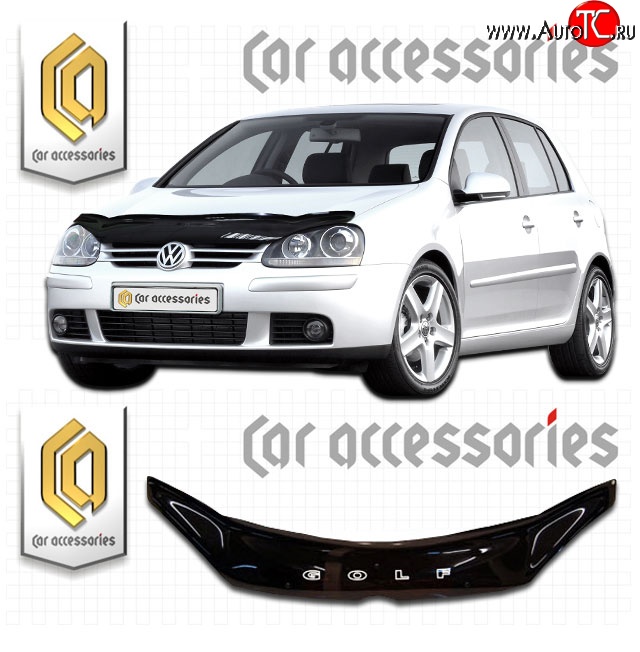 2 199 р. Дефлектор капота CA-Plastic  Volkswagen Golf  5 (2003-2009) универсал, хэтчбэк (Classic черный, Без надписи)  с доставкой в г. Тольятти