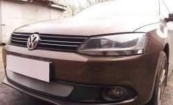 1 539 р. Сетка на бампер Russtal (хром) Volkswagen Jetta A6 седан дорестайлинг (2011-2015)  с доставкой в г. Тольятти. Увеличить фотографию 3