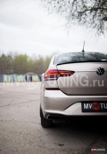 4 999 р. Имитация выхлопа MV-Tuning  Volkswagen Polo  Mk6 (2020-2022) лифтбек (BLACK (чёрный глянец))  с доставкой в г. Тольятти. Увеличить фотографию 4