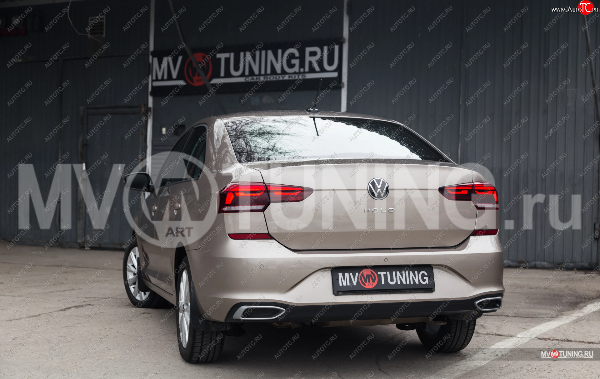 4 999 р. Имитация насадок глушителя MV-Tuning  Volkswagen Polo  Mk6 (2020-2022) лифтбек (SPACE GRAY (серый глянец))  с доставкой в г. Тольятти