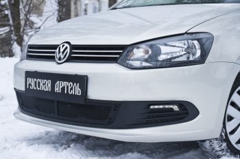 1 979 р. Защитная сетка решетки переднего бампера RA Volkswagen Polo 5 седан дорестайлинг (2009-2015)  с доставкой в г. Тольятти. Увеличить фотографию 3