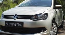 1 629 р. Реснички на фары RA Volkswagen Polo 5 хэтчбек дорестайлинг (2009-2015) (Неокрашенные)  с доставкой в г. Тольятти. Увеличить фотографию 2