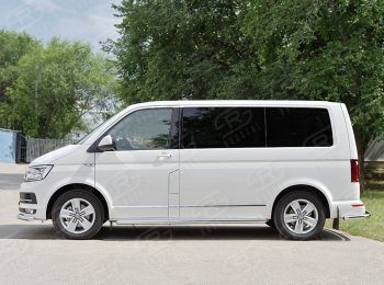 14 999 р. Правая защита порогов SLITKOFF из круглой трубы диаметром 63 мм v3 Volkswagen Caravelle T6 дорестайлинг (2015-2019)  с доставкой в г. Тольятти. Увеличить фотографию 2