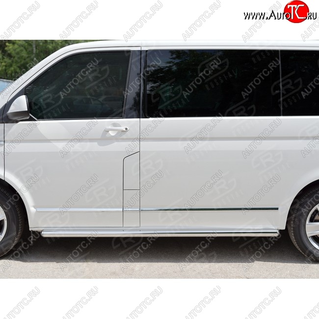 14 999 р. Правая защита порогов SLITKOFF из круглой трубы диаметром 63 мм v3 Volkswagen Caravelle T6 дорестайлинг (2015-2019)  с доставкой в г. Тольятти