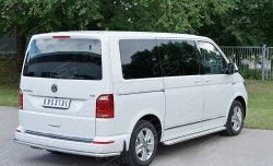 Защита заднего бампера (Ø42 мм, нержавейка, длинная версия) SLITKOFF Volkswagen Transporter T6 дорестайлинг (2015-2019)