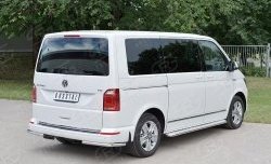 Защита заднего бампера (Ø42 мм, нержавейка, уголки) SLITKOFF Volkswagen Transporter T6 дорестайлинг (2015-2019)