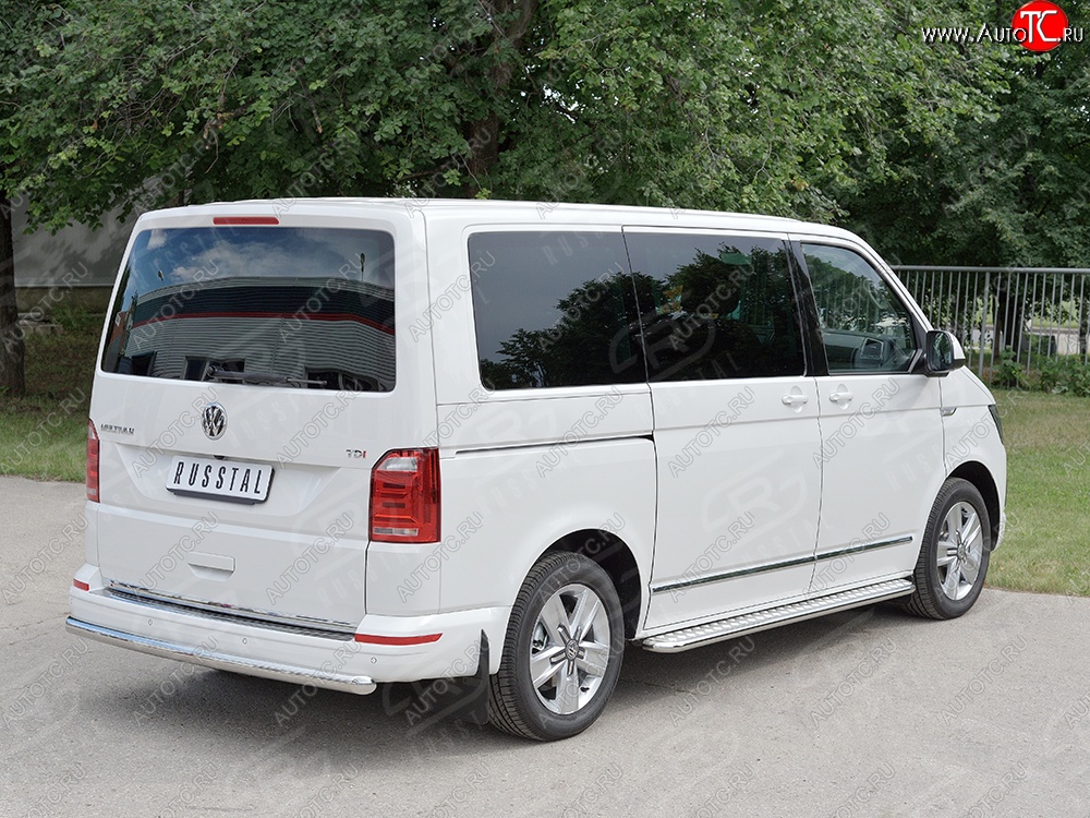 17 499 р. Защита заднего бампера (Ø63 мм, нержавейка, длинная база) SLITKOFF Volkswagen Caravelle T6 дорестайлинг (2015-2019)  с доставкой в г. Тольятти