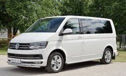 Защита переднего бампера (2 трубыØ42 мм, нержавейка, короткая база) SLITKOFF Volkswagen Multivan T6 дорестайлинг (2016-2019)