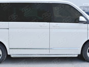 15 999 р. Левая широкая защита порогов с трубой диаметром 42 мм SLITKOFF Volkswagen Transporter T6 дорестайлинг (2015-2019)  с доставкой в г. Тольятти. Увеличить фотографию 2