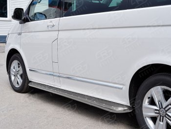 25 549 р. Правая защита порогов SLITKOFF из круглой трубы d63 мм v3 Volkswagen Multivan T6 дорестайлинг (2016-2019)  с доставкой в г. Тольятти. Увеличить фотографию 2