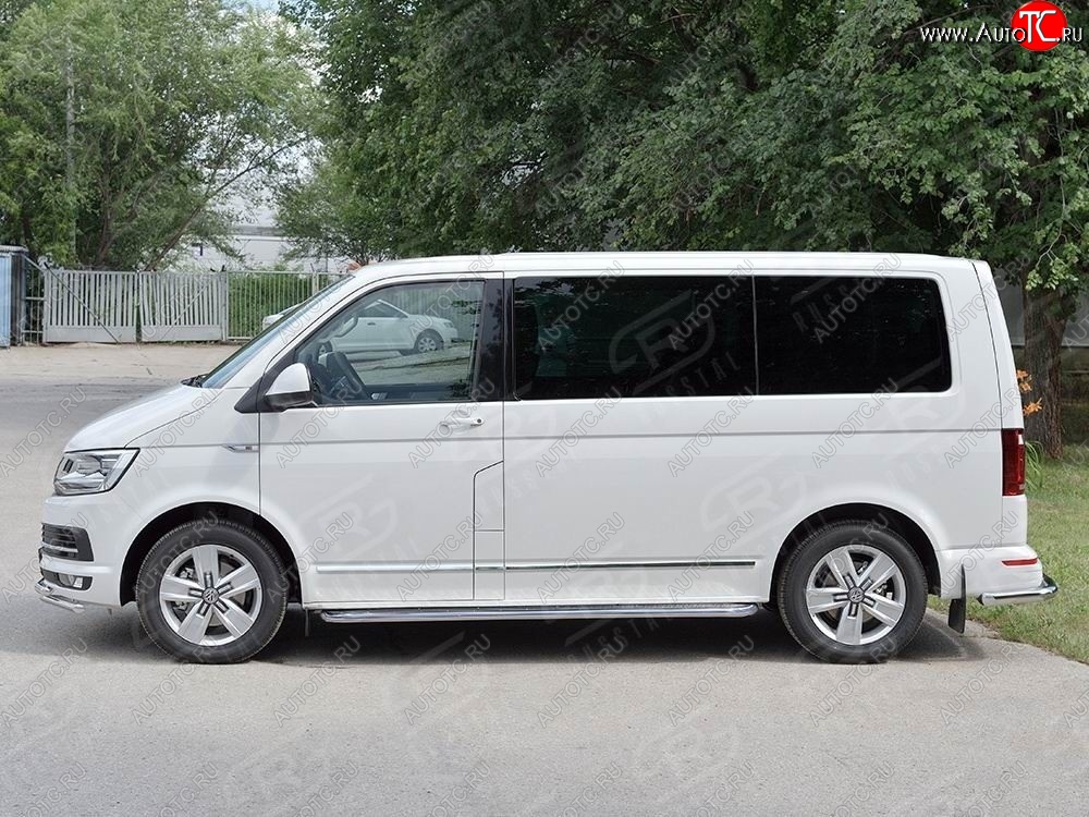 25 549 р. Правая защита порогов SLITKOFF из круглой трубы d63 мм v3 Volkswagen Multivan T6 дорестайлинг (2016-2019)  с доставкой в г. Тольятти