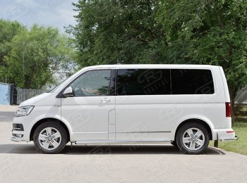 13 999 р. Правая защита порогов SLITKOFF из круглой трубы d63 мм v2 Volkswagen Multivan T6 дорестайлинг (2016-2019)  с доставкой в г. Тольятти. Увеличить фотографию 2