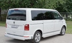 Защита заднего бампера (Ø63 мм, нержавейка, короткая база) SLITKOFF Volkswagen Transporter T6 дорестайлинг (2015-2019)