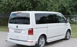 Защита заднего бампера (Ø63 мм длинная, нержавейка, короткая база) SLITKOFF Volkswagen Transporter T6 дорестайлинг (2015-2019)