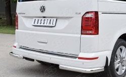 Защита заднего бампера (Ø63 мм уголки, нержавейка, короткая база) SLITKOFF Volkswagen Transporter T6 дорестайлинг (2015-2019)