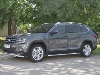 26 699 р. Защита переднего бампера (2 трубы Ø63 и 42 мм, нержавейка) SLITKOFF Volkswagen Teramont CA1 дорестайлинг (2016-2020)  с доставкой в г. Тольятти. Увеличить фотографию 2